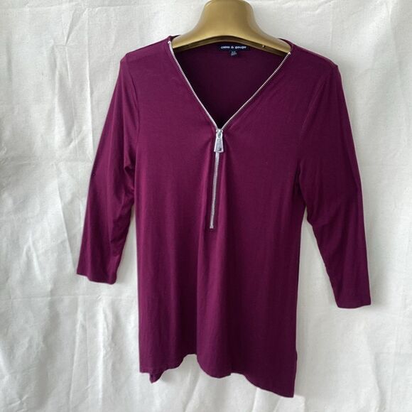 Cable and gauge woman’s zip front top medium - Picture 1 of 7